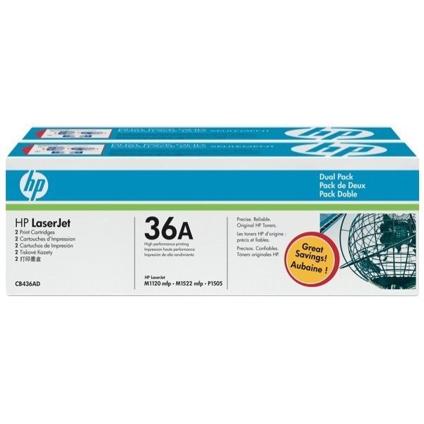 Confezione da 2 Toner originali HP 36A per stampanti HP